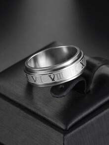 Vòng thép không gỉ chi tiết chữ số La Mã dành cho nam giới thời trang và được ưa chuộng để làm quà tặng trang sức và cho vẻ ngoài sành điệu - Bạc - Xem 2