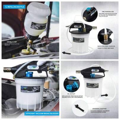 2L Vacuum Brake Bleeder, Pneumatic Brake Bleeding Kit With 16Pcs Bleed Screw Adapters And 1L Refilling Bottle, Compatible With ABS Brake Systems Truck