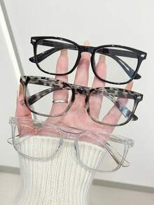 1/3pcs Geometric Plastic Decorative Glasses, Classic Elegant Minimalist Versatile Unisex Casual Eyewear For Outdoor, Travel, Daily Life, Office, Reading - Multicolor - View 2