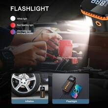 Tire Inflator, Portable Car Air Compressor, Rechargeable Air Pump. Tire Pump With Digital Pressure Gauge And LED Light, Equipped With 2*1500mAh Lithium-Ion Batteries. Suitable For Cars, Motorcycles, Bicycles, Sports Balls. Car Accessories/Gift.