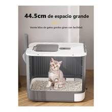 Caja de para Gatos Plegable, Arenero Cerrado para Gato con Tapa, Equipada con luz y Bolsa Desodorante y Pala para, Litter Box Resistente Olores y Salpicaduras Box - Gris - Ver 4