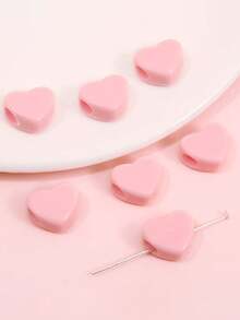 20g 或 50g/袋 亚克力粉色/红色心形大孔小马 DIY 珠子，14x12mm 东西向穿孔发珠，适合女孩/女士/女士制作情人节珠宝，Kandi 串珠手链项链脚链钥匙链发珠，非常适合头发，非常适合串珠项目