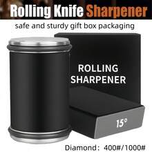Professional Rolling Knife Sharpener Set, 15°/20° Magnetic Fixed Base, Replaceable Sharpening Stones, Professional Knife Sharpener