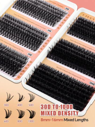 708pcs Pre-Mapped Lash Extensions, Reusable Segmented Lash Strips, 30D-100D Eyelash Extensions Kits, C Curl Individual Wispy Lashes Cluster, Lash Cluster Kit, Eyelash Clusters Kit, Lash Cluster Kit, Long-Lasting Eyelashes Cluster With Glue & Tweezers F, Lashes Extension Kit