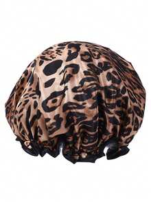 1 pieza Gorro de ducha de doble capa a la moda y resistente al agua, sombrero de baño estampado adecuado para el uso diario de las mujeres