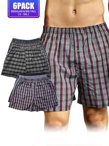 Men's Cotton Blend Boxer Shorts Random Mixed Color Pack Woven Relaxed Fit Boxers For Men Soft Breathable Mens High Quality Underwear With Button Fly Pouch Elastic Waist Comfortable Fabric Menswear - 隨機混合包 - 查看 20