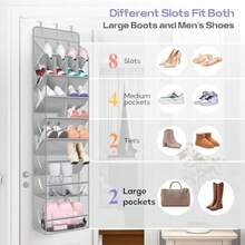 Extra Large Hanging Shoe Storage Organizer Clear Over The Door Shoe Organizer Fit 20 Pairs Shoe Holder For Sneakers Boots Storage 172x42cm - As Pic - View 3