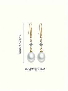 1 paire de boucles d'oreilles à perles de fantaisie pour femmes, boucles d'oreilles polyvalentes ton or, crochets et pendentifs élégants, convenant pour les mariages et diverses occasions, design affinant