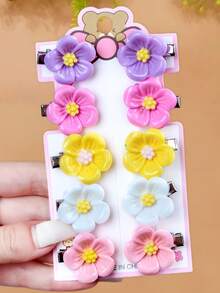 5/10pcs/Set Cute 3D Flower Hair Clips - Suitable For Girls And Women, From Dreamy Light Purple To Vibrant Bright Yellow, Each Flower Looks Lifelike, With Delicate Petal Texture And Bright Stamen Design, Elegant And Adorable. Suitable For Daily School, Events, Weekends, Birthday Parties, Etc. Whether Tied In A Playful Ponytail Or Braided Into An Elegant Braid, A Simple Clip Can Add Natural, Lively Beauty To Your Hairstyle