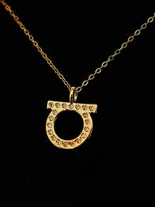 1 pieza Elegante collar colgante minimalista con círculo geométrico incrustado de micro-circonita, adecuado para uso diario de mujeres, citas, festivales y como regalo