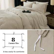 Queen Size 3pcs Ultra Soft Breathable Comforter Cover Set, Luxury Cozy Flannel Duvet Cover With Pillow Shams, 90" X 90", Dark Grey,  And  Bedding Collection - 沙子(無棉被) - 查看 5