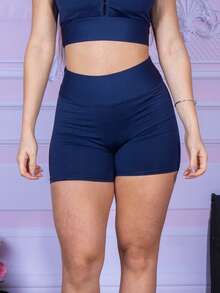 Women Sports Shorts - Navy Blue - View 3
