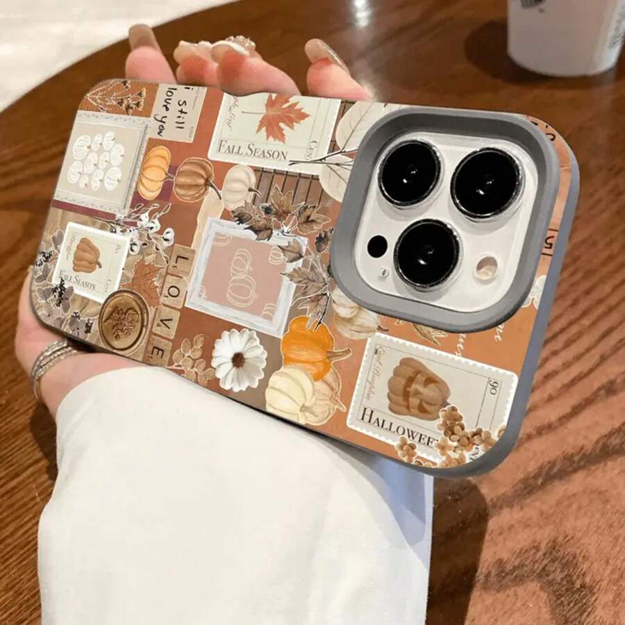 Funda protectora de alta calidad con orificios grandes, compatible con los modelos 17, 16, 15, 14, 13, 12 y 11 Plus Pro. Colores: negro clásico, morado, gris y blanco. Funda protectora suave. Ideal para Halloween y Acción de Gracias. QY3, Festivo, Elegante - Gris - Ver 1