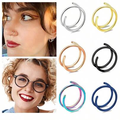 1pc High Quality Stainless Steel Nose Studs, Lip Rings, Earrings, Puncture Accessories, Hypoallergenic, Fade Resistant, Simple And Versatile, Suitable For Both Men And Women, Suitable For Daily Life And Gatherings, Halloween And Christmas Gifts