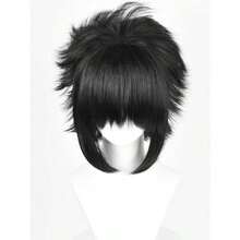 DShort Anime Black Cosplay Wig With Bangs Men's Black Spiky Layered Costume Wigs For Halloween Party Unisex - 忍者 - 查看 6