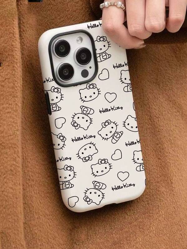 Sanrio Hello Kitty Pattern Ultra-HD Image Film 2-In-1 Apple Phone Case Suitable For IPhone 11 12 13 14 15 16 14 Pro Max 15 Pro Max 16 Pro Max 16 Pro, Minimalist Personalized Holiday Gift For Family And Friends, Dual-Layer Design More Scratch-Resistant