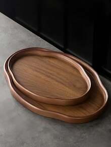 1pc Multifunctional Practical Tray - Vintage Asymmetric Shaped Covered Tea Tray, Suitable For Home, Office, Hotel Or Gift Decoration, Especially Suitable For Living Room, Bedroom Or Tea Party Occasions, Tea Party Accessory | Decorative Tray, Bamboo Material, Tea Tray.