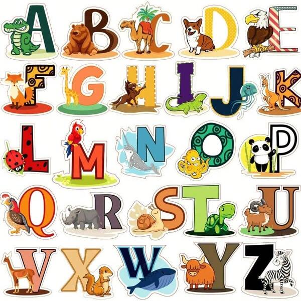 Alphabet Wall Decals - Colorful ABC Wall Stickers Kindergarten, Playroom Nursery