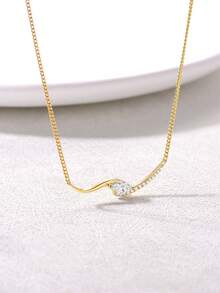 1 件简约 S925 纯银 0.4 克拉莫桑石眼形项链，适合女性日常佩戴和礼物，情人节 - 彩色 - 查看 5