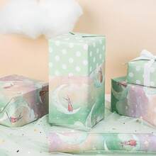 Reversible Wrapping Paper - Mini Roll - 43.2cm X 10m - Ice-Cream Design For Birthday, Party, Baby Shower - Moon Rabbit - View 4