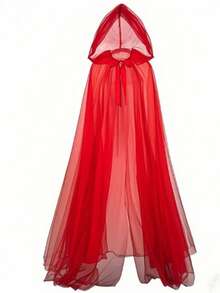 1 件轻质黑白、红色双层蕾丝巫婆斗篷，适合圣诞节、万圣节、公主、女巫、小红帽服装、舞台表演、新年装饰、学校表演、角色扮演配件、柔软垂坠、系带设计