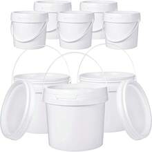 Leinuosen 8 Pcs Plastic Bucket With Handle And Lid Durable Heavy Duty Food  Bucket Pail Container For Multipurpose Storage Paint Art Crafts Projects,(1 Gallon,White)