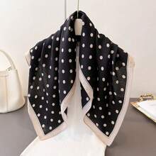 1 pièce Foulard en faux soie de luxe à la mode pour femmes, imprimé de pois