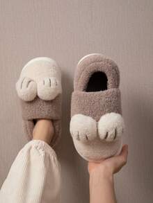 Men's Cartoon Cute Backless Slippers, Warm & Comfortable, Lightweight & Soft, Anti-Slip & Durable, Warm Winter Shoes, New Autumn/Winter Collection - Brown - View 3