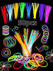 100 pezzi di bacchette fluorescenti multicolore migliorate, bacchette fluorescenti per feste, bacchette ausiliarie di alta qualità super, bacchette colorate per matrimoni, durata continua di 8-12 ore, adatte per ricevimenti, concerti, bar, discoteche, feste con luci (la quantità è di bacchette fluorescenti + porta di connessione)