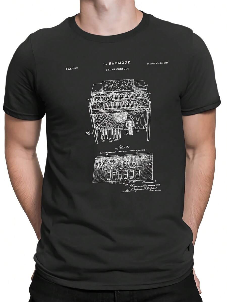 Hammond Organ Patent Print Electrical Music Instrut, Organ Blueprint Art, Music Dr, Musician Gifts, Music Shirt, PT661 - 風格27 - 查看 1