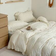 Muslin Duvet Cover With Ruffled Edges, 1 Piece Cotton Comforter Cover 47X59'', Pattern 2-Layer Gauze Bedding, No Quilt Or Pillowcases, Bedroom Essential - 花卉生長 - 查看 10