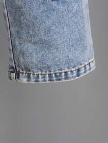 2pcs/Set Boys' Long Sleeve Sweatshirt With Denim Patchwork Design, Paired With Light Blue Washed Denim Pants. Suitable For Casual Everyday Wear, School, Family Gatherings, Spring/Autumn Outings, Can Also Be Worn As Layering In Winter. - Beige - View 8