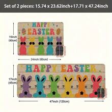 Pieces, Happy Easter Kitchen Rug Set, Colorful Bunny Pattern Print, Farmhouse Country Decor, Soft Flannel, Non-Slip, Easy To Clean - Suitable For Bedroom, Living Room, Dining Room, Bathroom, Entrance - Multicolor - View 3