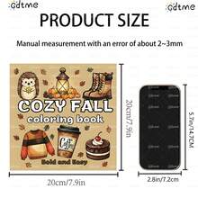 GDTME Otoño acogedor: 1 libro, 24 páginas en su interior, papel perla de 120g mejorado y engrosado. Diseñado para adultos y niños, con patrones lindos y líneas simples para aliviar el estrés y las emociones, regalo ideal para reuniones familiares, fiestas, Halloween, Acción de Gracias, Navidad, perfecto para decoración de habitaciones, 7.9*7.9 pulgadas.