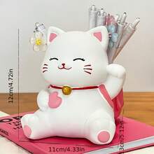 1 Glückskatzen Stifthalter Aufbewahrungsbox Ornament, Büroartikel Computer Schreibtisch Dekoration kreative Großraumkapazität Geburtstagsgeschenk, Rückkehr zur Schulsaison Studentengeschenk, Schulmaterial, Schulmaterial für Mädchen, Schreibtischzubehör, Federmappe, Artikelträger, Büroset, Organisationsartikel
