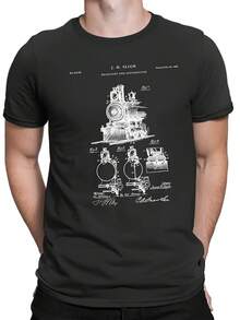 Headlight For Locomots Patent Prints Locomot Gifts, Train Dr, Railway, Railroad T-Shirt, Locomots, Tshirt, PT722 - 風格29 - 查看 1