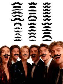 1 Set Self-Adhesive Black Beard, Natural Hair In Various Shapes, Suitable For Halloween, Christmas, Thanksgiving, Weddings, Masquerade Parties, Costume Parties, Beard Themed Parties - Multicolor - View 1