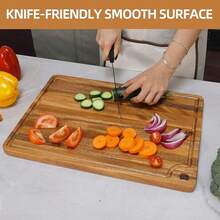 Premium Wooden Cutting Board - Serving Tray, Ideal For Meat, Cheese, Bread, Vegetables And Fruits | Perfect Kitchen Gadget, Caperci Better Cutting Board With Juice Groove And Handle Hole, Suitable For Meat (Butcher Block), Vegetables And Cheese, Multi-Purpose Chopping And Serving Board, Food Contact , Suitable For Holidays, Christmas, Thanksgiving, Halloween - Elegant Wedding And Birthday Gift