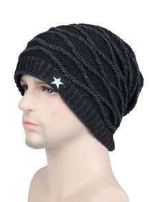 Gorro de inverno masculino em tricô com forro térmico - Mantenha-se aquecido no frio! Gorro de tricô quente, gorro de malha com borda enrolável e macia, proteção para as orelhas com etiqueta de couro, lavável à máquina, tecido de tricô grosso, gorro para ciclismo ao ar livre que mantém a cabeça aquecida, escolha ideal para acessórios de inverno. - Multicolorido - Ver 6