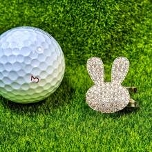闪闪发光的钻石兔子设计磁性帽夹高尔夫球标记 - 易于使用的高尔夫配件，用于在果岭上定位球，是送给高尔夫球手的礼物