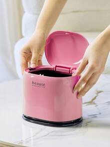 Bellissima scatola di stoccaggio da scrivania rosa, con texture elegante e lussuosa, grande capacità di stoccaggio, pratica con pulsante a pressione. Adatta per ufficio, organizzazione della scrivania del campus, conservazione di trucchi e strumenti per manicure, contenitore per l'atmosfera della scrivania.