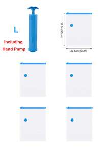 5 buc Sac de vidat convenabil, cu 1 pompă de aspirație, pentru organizator de casă, pilote, haine, îmbrăcăminte, pilote, pături, lenjerie de pat, Set de saci de depozitare în vid, Saci sigilați în vid, Sac de depozitare în vid, Sac de depozitare în vid, Saci de aer impermeabili prin compresie, economisind spațiu pentru călătorii, Organizatori de ambalare acasă