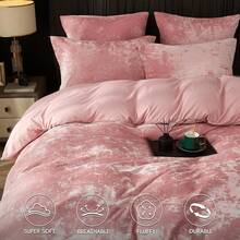 Queen Size 3pcs Ultra Soft Breathable Comforter Cover Set, Luxury Cozy Flannel Duvet Cover With Pillow Shams, 90" X 90", Dark Grey,  And  Bedding Collection - 花瓣粉紅色(無被子) - 查看 3