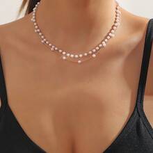 1pc Multi-Layer Minimalist Faux Pearl Necklace, Suitable For Women's Daily And Holiday Wear