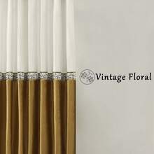 Velvet Vintage Curtains For Living Room 96 Inches Ivory Gold Window Treatment Curtain Embroidered Floral Drapes Blackout Retro Curtains 2 Panels Set - bạch kim - Xem 2