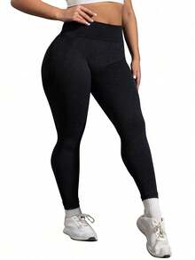TNTOR 3pcs/Set Plus Size High Waist Lifting Fitness Leggings For Women, High Elasticity Quick Dry Skinny Yoga Pants, Peach Butt Mid-Waist Design With Tummy Control, Suitable For Workout, Cycling, Yoga Spring - Nhiều màu - Xem 5