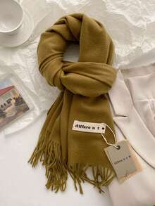 1pc Premium Imitation Cashmere Scarf, Solid Color, Versatile, Unisex, Warm For Autumn/Winter - Multicolor - View 19