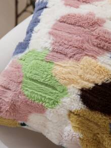 1 Funda de almohada abstracta geométrica de seis peines de pelo de conejo, funda de almohada de sofá multicolor para dormitorio y sala de estar, nuevo estilo