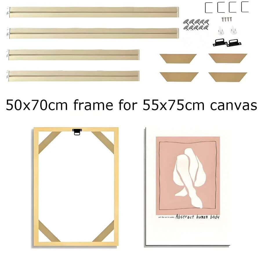 1 juego de marcos de fotos de madera grandes de 30x40 cm, 40x60 cm, 50x70 cm. Marcos de fotos de madera maciza para lienzos con múltiples especificaciones para elegir. Marcos de fotos DIY adecuados para pinturas al óleo de galería o carteles. Marcos de fotos de madera maciza natural con tiras tensoras son fáciles de instalar.