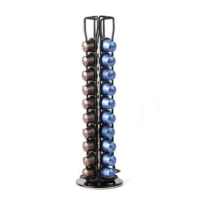 Kaffeekapselregal, Kapselaufbewahrungsregal für Teestube, 360 Grad drehbares Regal, Metall-Präsentationsregal mit großer Kapazität